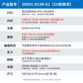 适用国鑫服务器SY204-D12RS-G2双路霄龙AMD模拟仿真U机架式服务器