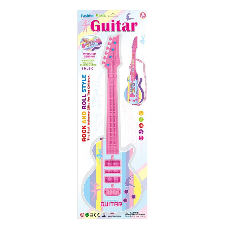 Simulación de inducción infrarroja guitarra plucked ABS instrumento de música para niños guitarra de simulación dinámica de música ligera