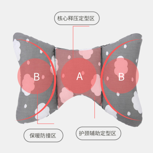 婴儿推车提篮小枕头护颈防震全棉宝宝蝴蝶靠枕新生儿防偏头定型枕