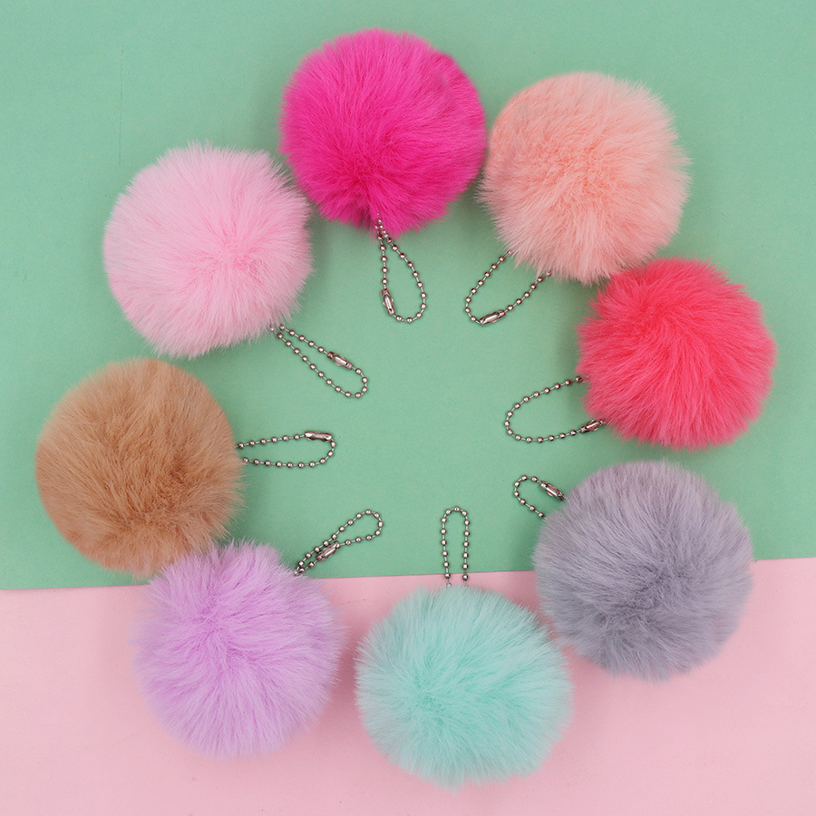 6cm Bola de piel de la cadena colgante imitación Rex conejo Piel de peluche bolsa de bola llavero estudiante pluma auricular caso llavero