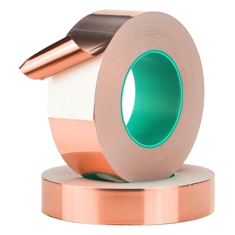 0,1mm doble guía cinta de hoja de cobre auto-adhesivo señal mejorada blindaje disipación de calor puro cobre de doble cara conductor adhesivo de una sola cara 20 metros