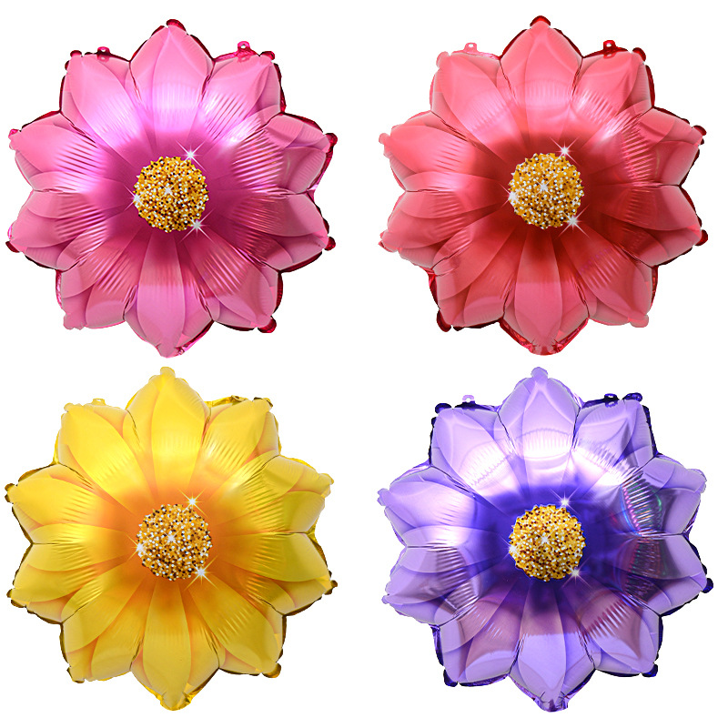 Globos de aluminio con diseño de margaritas blancas estilo Instagram, accesorios fotográficos mate, decoración de cumpleaños, girasoles, arreglo para el 1 de mayo y el 1 de junio.