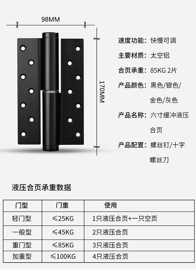 隐形门暗门铝合金弹簧液压合页 卧室木门自动闭门缓冲定位折页详情18