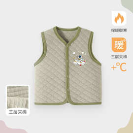 6-24个月小宝宝秋冬季又轻又暖棉夹层小坎肩1-10岁小男孩百搭马甲