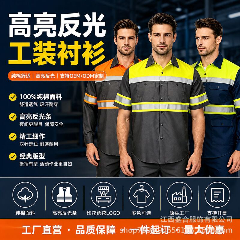 Pure cotton safety reflective shirt, custom-made workwear for coal mines, underground oil fields, and construction, custom-made labor protection workwear Pure cotton safety reflective shirt, custom-made workwear for coal mines, underground oil fields, and construction, custom-made labor protection workwear