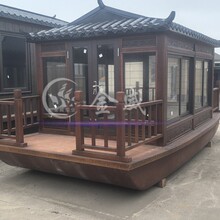 工厂生产水上电动小画舫船木质观光游船玻璃钢船景区餐饮娱乐
