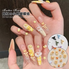 漫画クマのリボンネイルアートアクセサリーリトルレッドブック人気の混合愛ソフトかわいいバタークマネイルアートデコレーション