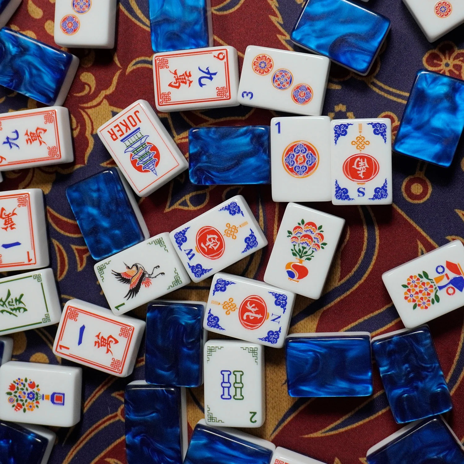 Cross-border American Mahjong, Tortoiseshell White Lotus American Mahjong, Portable Hand-Carved English Acrylic Mahjong Tiles