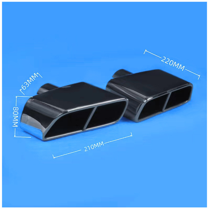 Flat Square Titanium Black Car Modified Stainless Steel Exhaust Pipe Silencer Tailpipe Manufacturer Wholesale