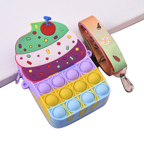 Candy-Colored Summer Cool Ice Cream Style Children's Single Shoulder Cross-Body Silicone Mouse Killing Colored Silicone Wallet