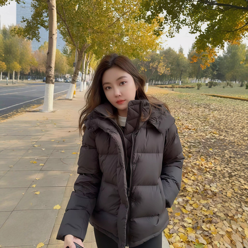 Putian High Version Pure Original Lulu down Jacket Five-Panel Hooded Puff down Jacket White Goose down Warm Jacket for Women