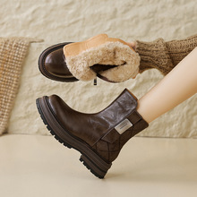 羊皮毛一体雪地靴女真皮东北大棉鞋2025新款冬季加绒厚毛保暖短靴