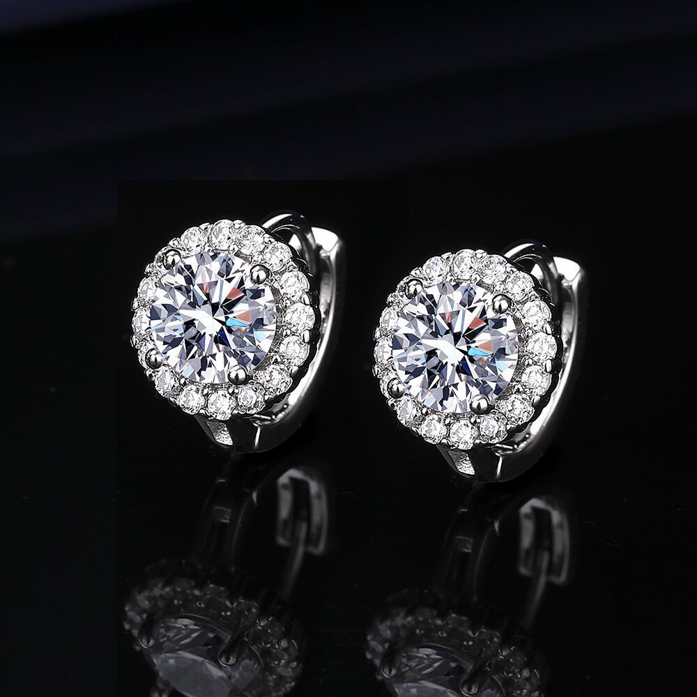 New Trendy Live-Streaming Hot-Selling One-Carat Imitation Moissanite Earrings, Simple and Fashionable Hoop Earrings for Women