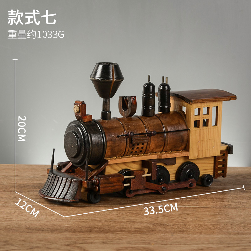 Estilo europeo retro tren de madera decoración creativa hogar escritorio tren modelo decoración artesanía de madera