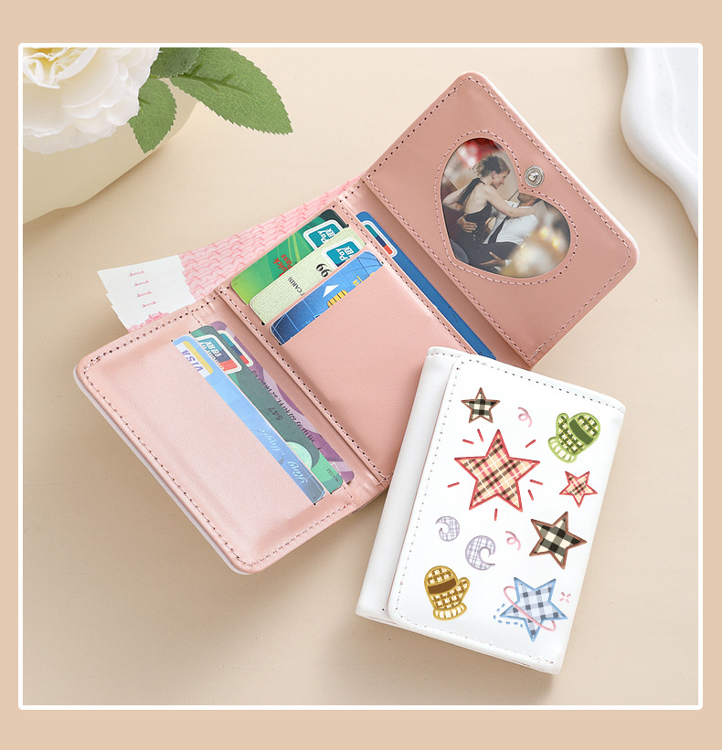 48g Weight Hidden Buckle Closure Type Small Wallets Bags Type 1 Piece Quantity Daily Occasion Pu Leather Material Star Pattern All Seasons Season Women's Gender Cute Style Square Shape Women's Star Pu Leather Hidden Buckle Small Wallets 8