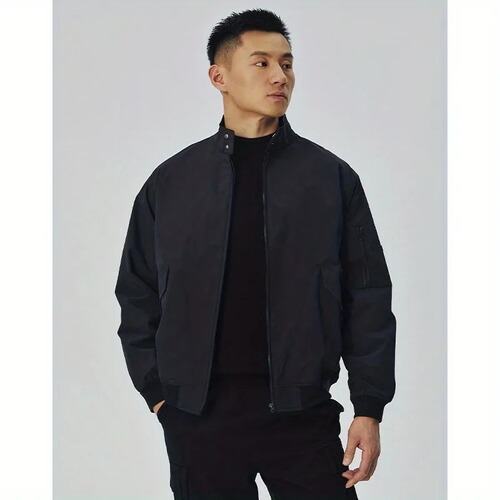 American Retro MA1 Pilot Jacket for Men Loose Collar Casual Couple Trend Brand Workwear Outerwear Spring and Autumn Black