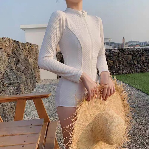 Bathing Suit for Women - Summer  New Conservative Cover-Belly Slimming Triangle One-Piece Long Sleeve Beach Surf Diving Suit Jellyfish Suit