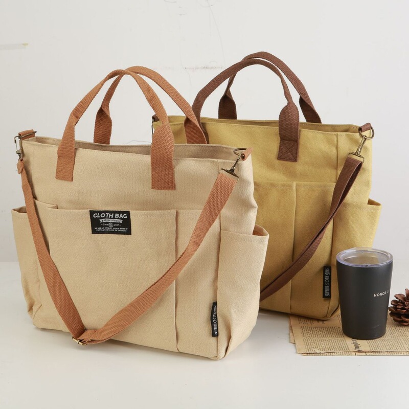 Tote Canvas Bag Thickened Multi-Pocket Japanese Style Casual Student Computer Simple Portable Shoulder Crossbody Schoolbag Satchel Tote Canvas Bag Thickened Multi-Pocket Japanese Style Casual Student Computer Simple Portable Shoulder Crossbody Schoolbag Satchel