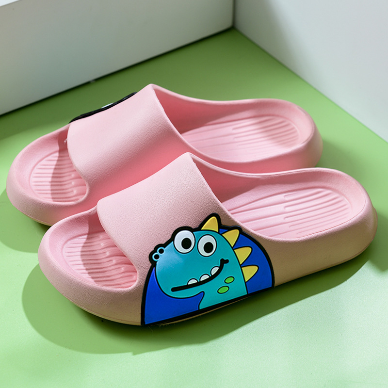 Pantuflas de dinosaurio para niños baño para niños baño interior antideslizante fondo suave bebé casa dibujos animados linda chica sandalias