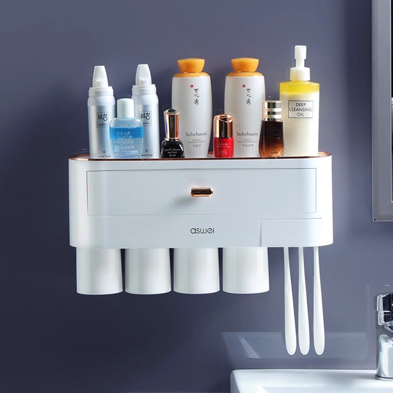 가정용 칫솔 컵 보관 랙 Mouthwash 컵 칫솔 컵 벽걸이 형 화장실 비 천공 이쑤치 보관 세트
