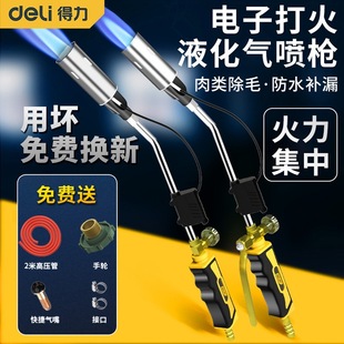 Deli Electronic Flamethrower Fire Home Burning Pig Hair Liquefied Gas Flamethrower Gas Natural Gas Flamethrower Head