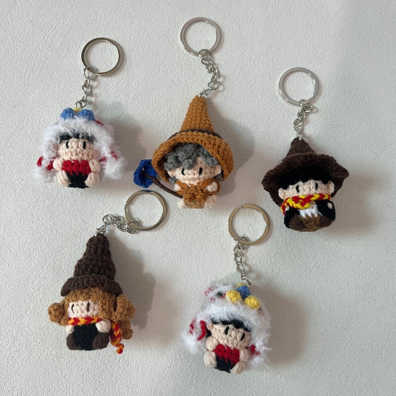 Cute four-thread finished product magic academy character crochet pendant, handmade cartoon Hermione Harry Potter merchandise