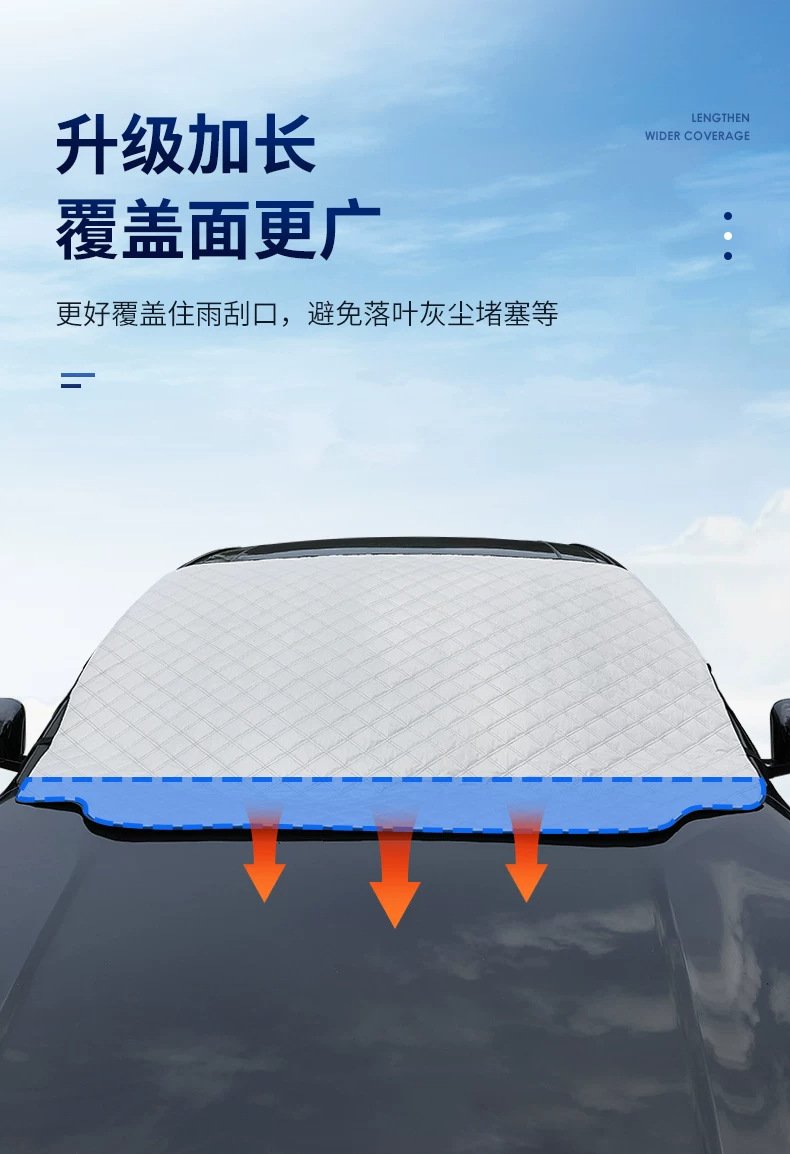 Car sunshade, sun protection, heat insulation, large-size car cover, thickened front windshield cover, snow shield, and frost protection