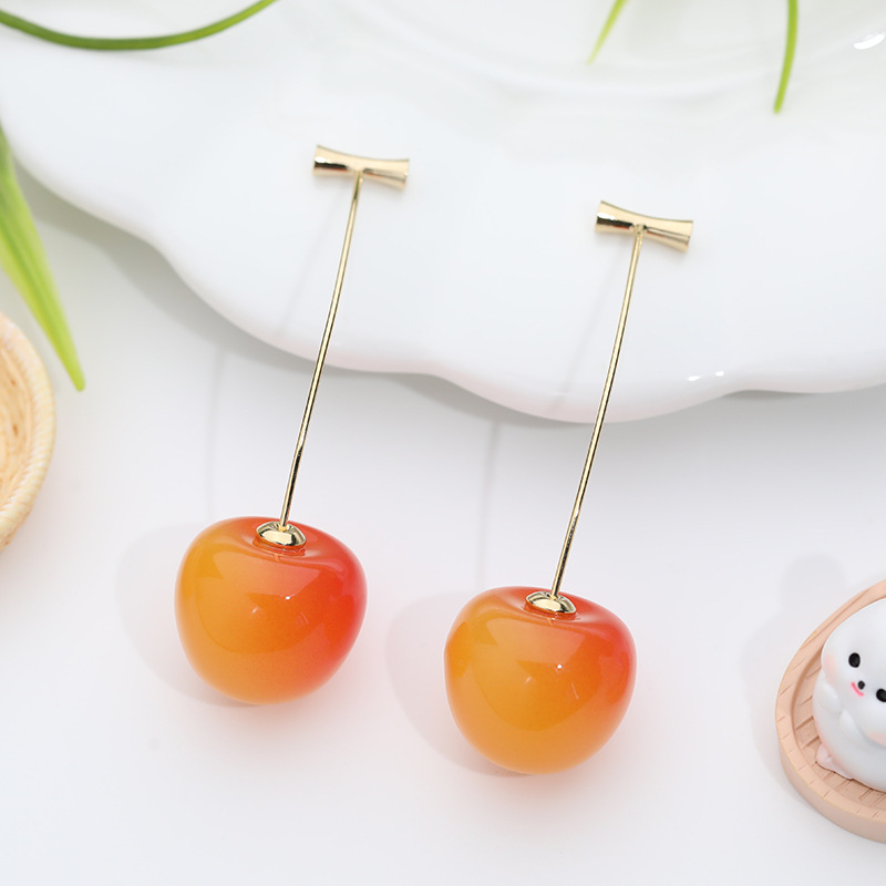 Aretes de cereza roja para mujer – colgante exquisito, fruta de imitación versátil, nuevo estilo
