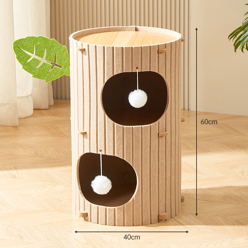 Cat trepando estante, gato árbol integral, invierno cálido gato agarrar tablero barril de doble capa, invierno multicapa agujero de árbol, gato nido