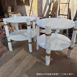 老榆木沙滩桌户外庭院野餐桌民宿实木装饰餐桌新中式庭院花园圆桌