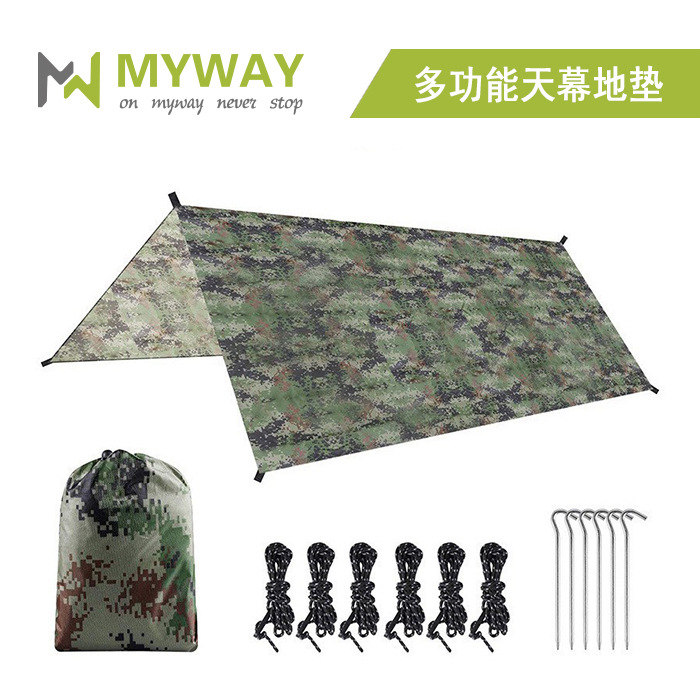 Spot Outdoor Canopy Camouflage Multi-Functional Rainproof and Sunproof Beach Sunshade Tent Beach Canopy Ground Cloth Moisture-Proof Mat