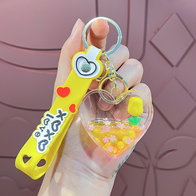 Petróleo amor tulipas llavero estereoscópico muñeca exquisita pareja colgante bolsa de automóvil garra máquina regalos al por mayor