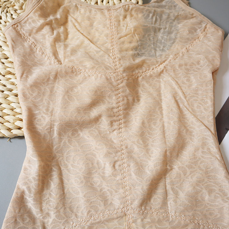 三角塑身连体衣排扣吊带薄款提花收腹塑身托胸提臀束腰