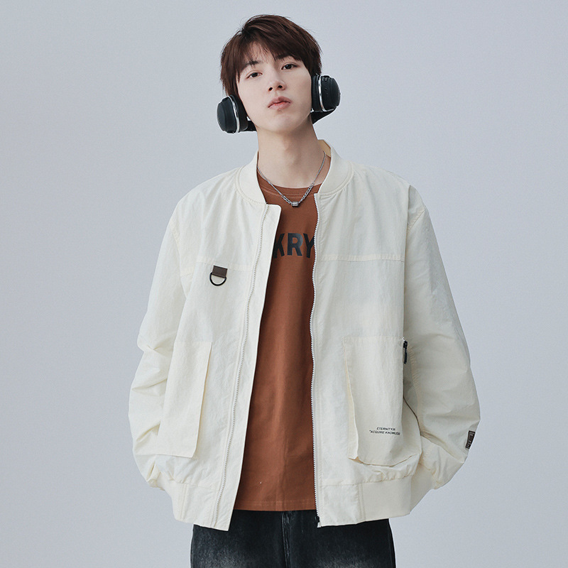 Calle Hip Hop Función Viento Bolsillo Béisbol Chaqueta Hombre Chaqueta Suelta Casual de pareja 23003