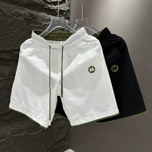 夏季潮牌短裤男百搭休闲中裤男士刺绣夏季外穿薄款直筒沙滩五分裤