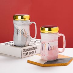 Marble pattern 12 inches gold-plated ceramic mug wedding opening gift coffee milk cup