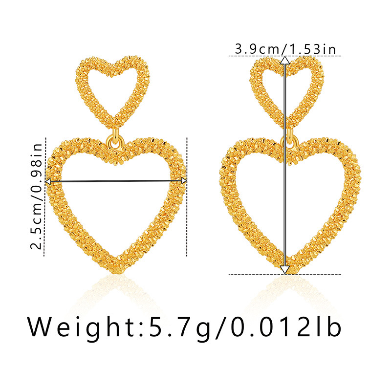 Sweet Heart Shape Copper Plating Hollow Out Drop Earrings 1 Pair