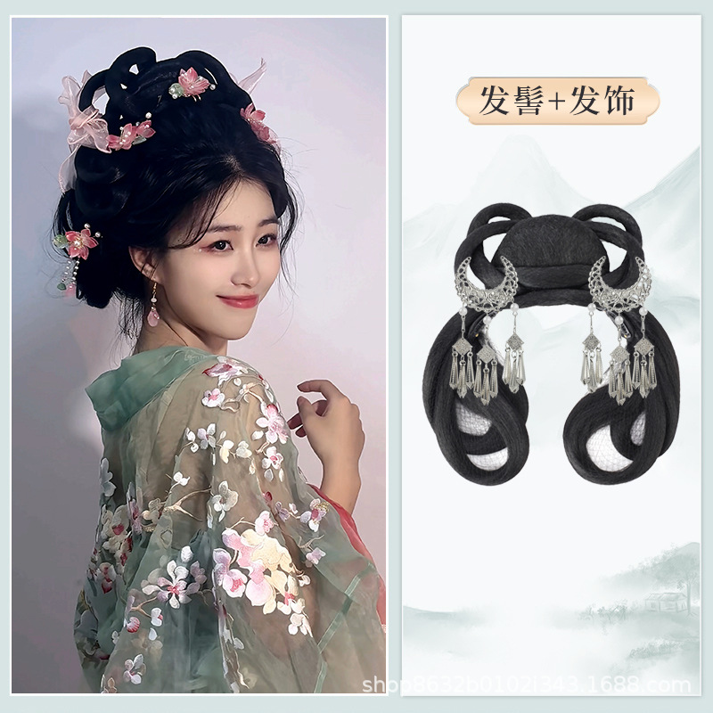 Qingyu 빵 + 초승달 술 헤어 액세서리 한 쌍