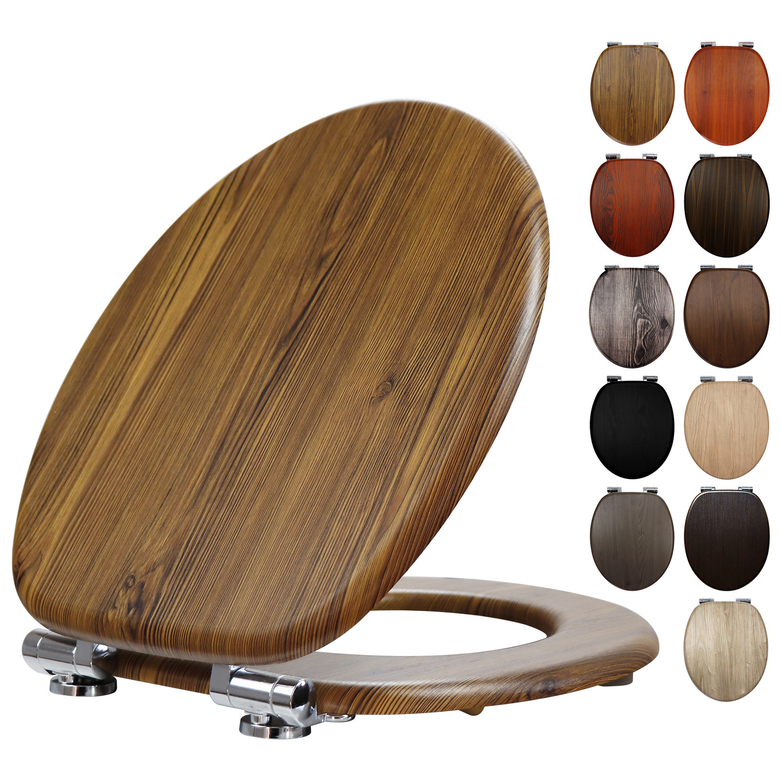 工厂直销密度板木质MDF马桶盖pvc贴皮木纹带缓降