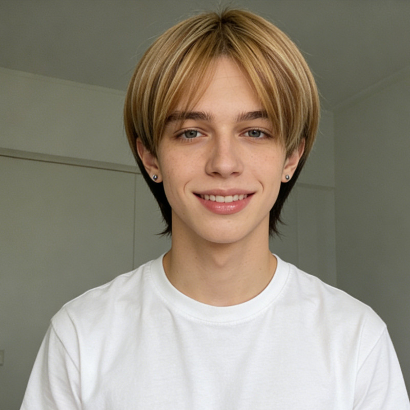 Temutiktok European and American Cross-Border New Men's Wig, Stylish Middle-Parted Gradient Fluffy Short Hair Wig, Direct from the Source Factory Temutiktok European and American Cross-Border New Men's Wig, Stylish Middle-Parted Gradient Fluffy Short Hair Wig, Direct from the Source Factory