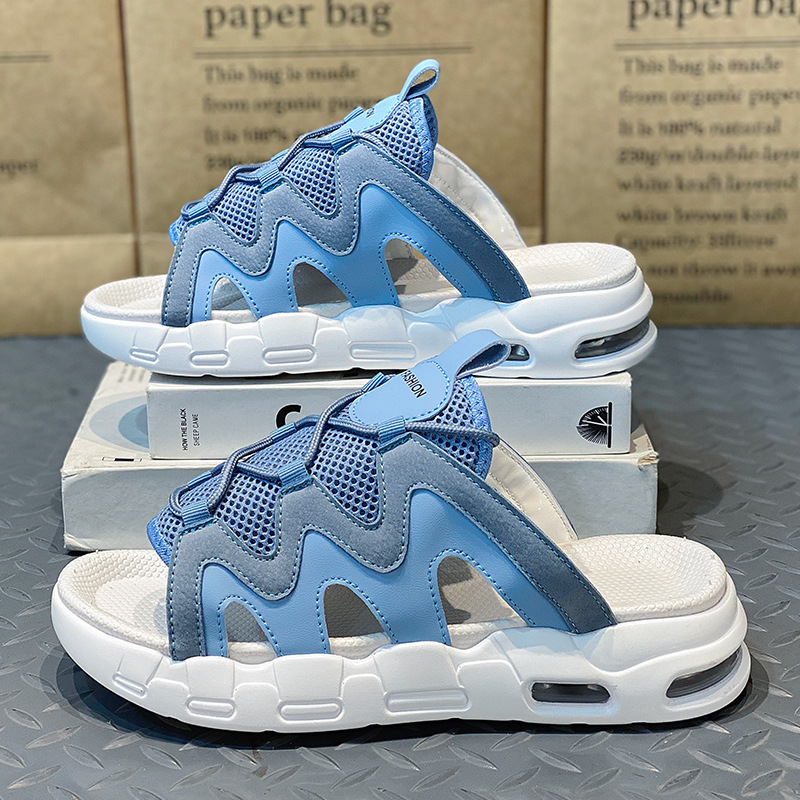 Zapatillas de hombre de comercio exterior de verano 2025, nueva marca de moda de verano, ropa exterior de moda antideslizante, sensación de mierda al aire libre, fondo grueso