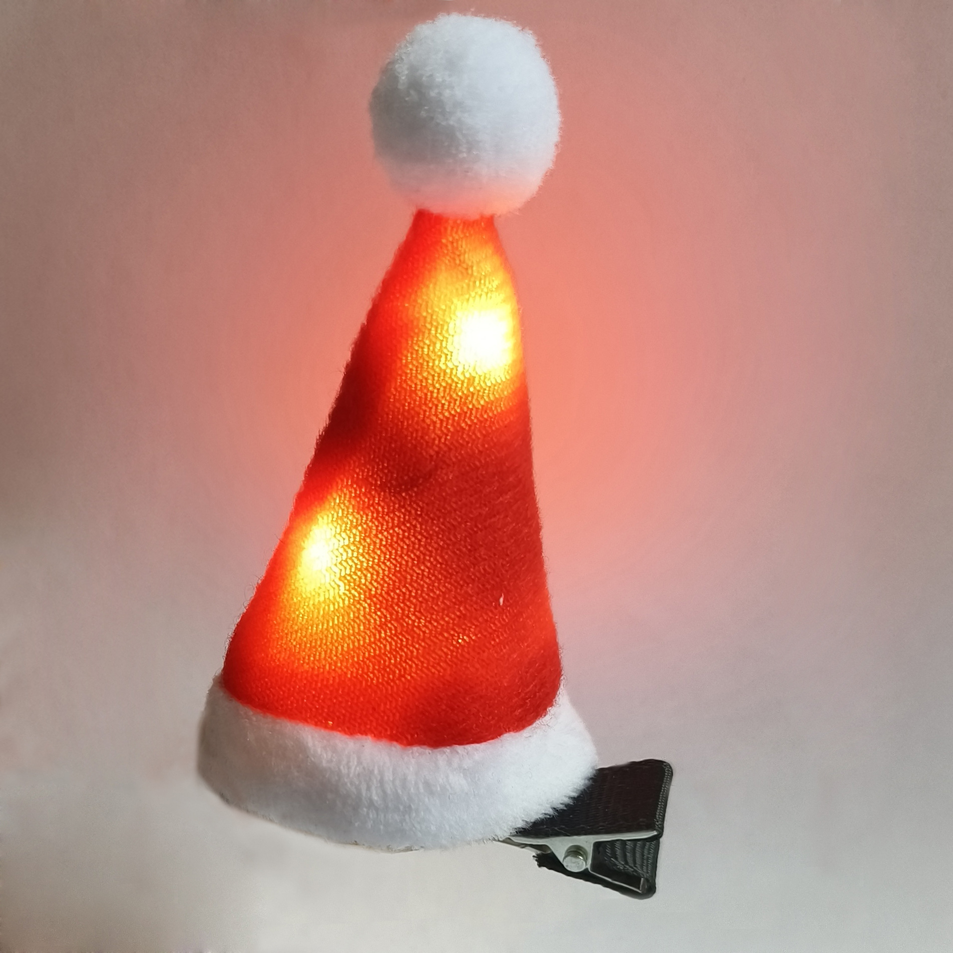 Cross-border nuevo sombrero de Navidad brocas de pelo LED brillante lindo tocado de Navidad vestir atmósfera pequeña brocas de pelo LED