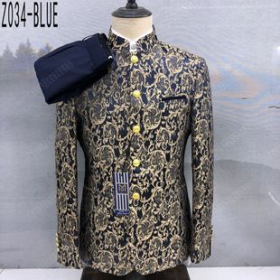 Amazon Chinese Suit Set Men's Suit Embroidered Wedding Mao Suit Double-breasted Men's Summer Suit Jacket