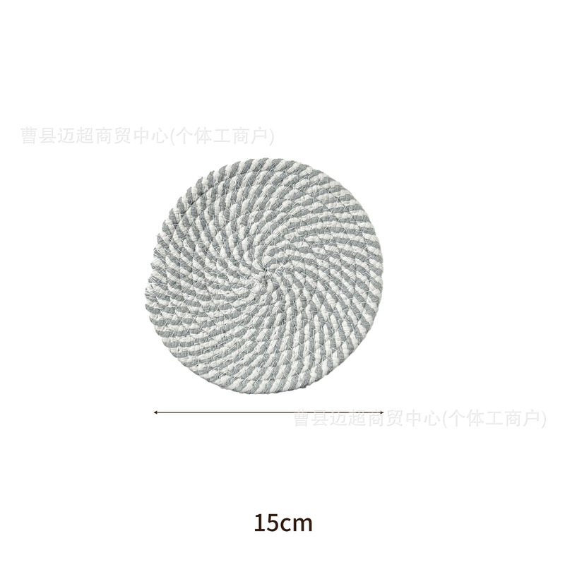 現物の綿織のコースターの円形の食卓の防熱マットのシンプルな日本式のシンプルな食事マットの断熱マットのレストランの砂の鍋のマット|undefined
