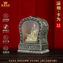 卡为白铜佛龛摆件小号适合6cm佛像尼泊尔办公空盒可打开生产工厂