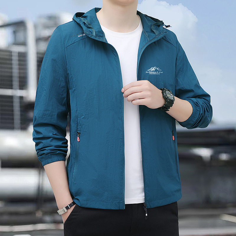 Ropa de protección solar transfronteriza chaqueta de hombre anti-UV chaqueta de piel de verano chaqueta de protección solar de seda de hielo con capuchón super delgada chaqueta de gran tamaño image 3