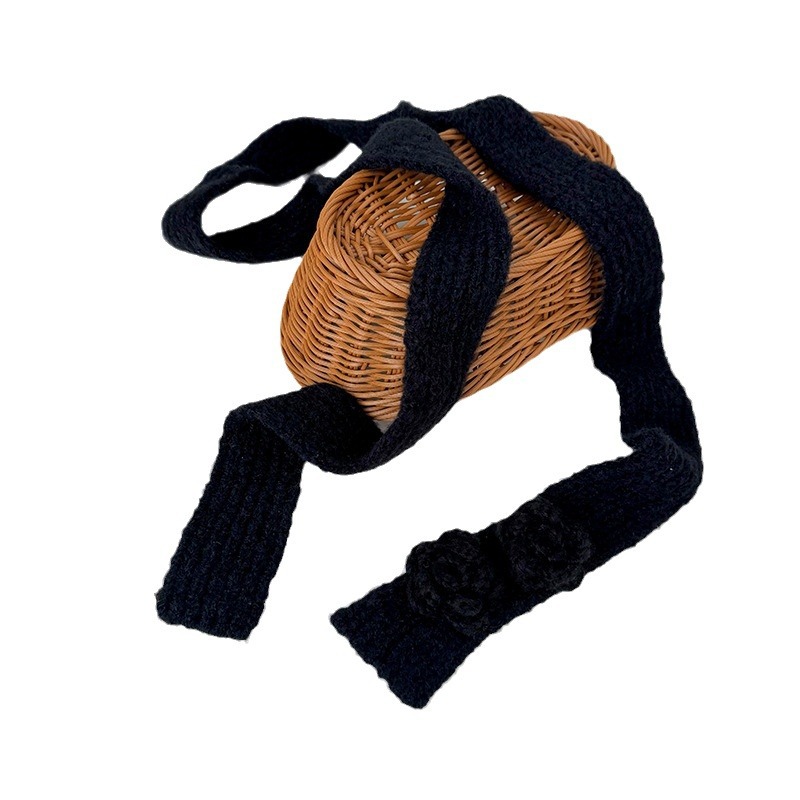 Buñuelo largo de invierno femenino estilo coreano decoración universal pequeña bufandas pequeñas fragancias de ganchillo a mano rosa de punto collar