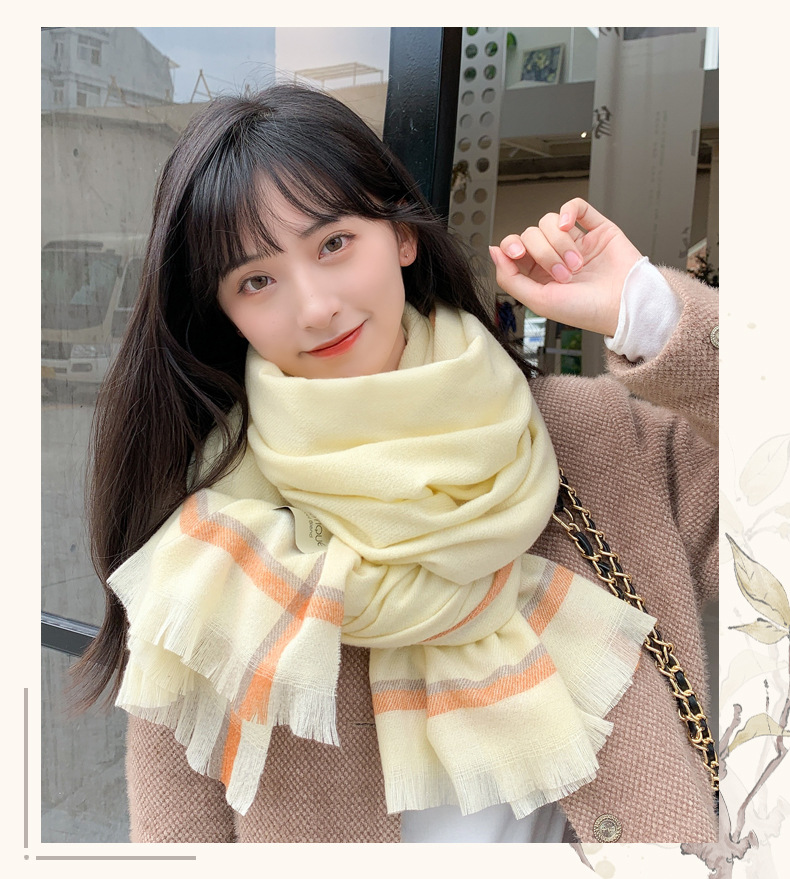 Short Beard Striped Scarf Korean Version Of The Double-sided Fashion Thickening Warm Long Shawl Student Bib display picture 28