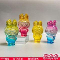 黄水晶labubu摆件卡通玩具公仔可爱玩偶小礼物家居装饰琉璃拉布布