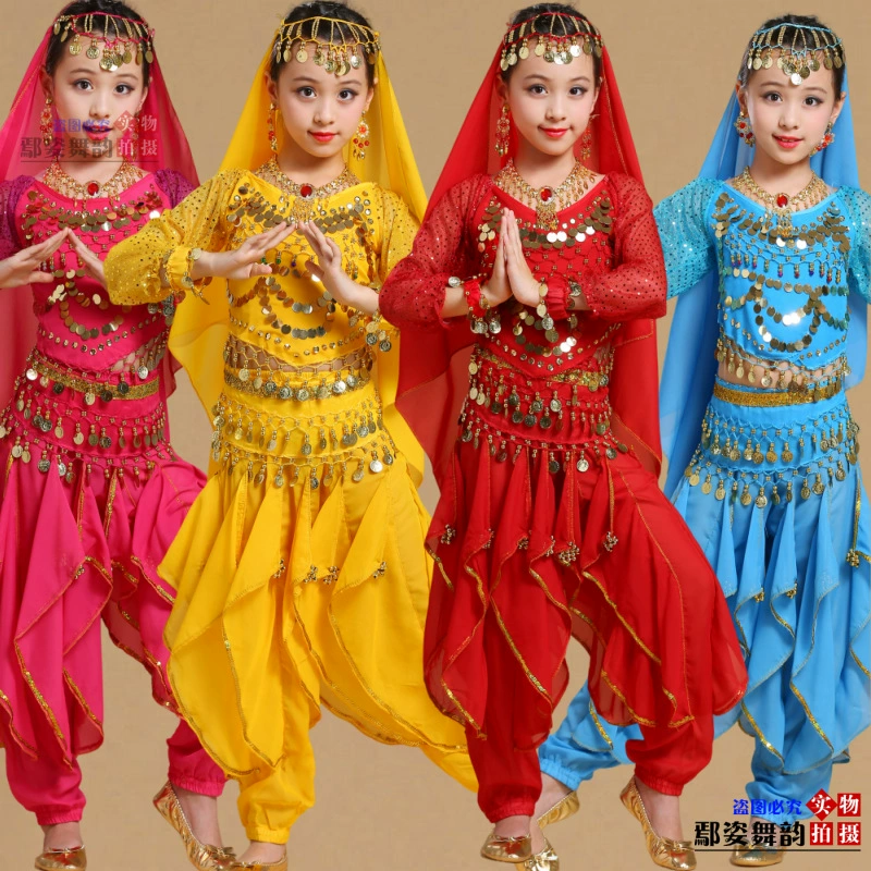 Детская одежда для танца живота, детская одежда для индийских танцев, одежда для девочек, синьцзянская Детская Одежда для танцев меньшинств